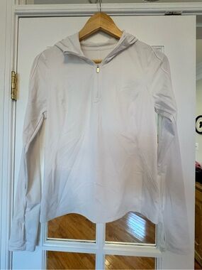 Athleta White Pacifica Illume UPF 50+ Sunshirt Half Zip Hoodie XS